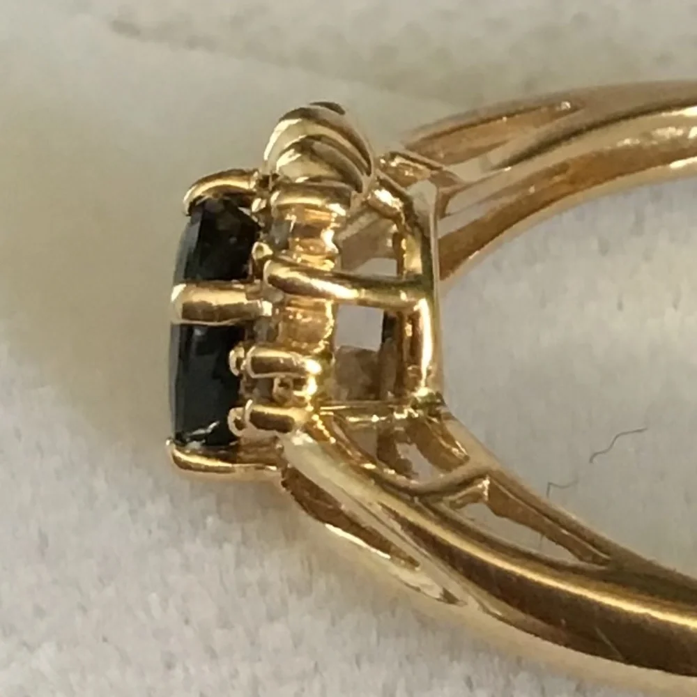 14K Gold Sapphire & Diamond Ring Size 6 1/4 Vintage Excellent Condition - Picture 7 of 13